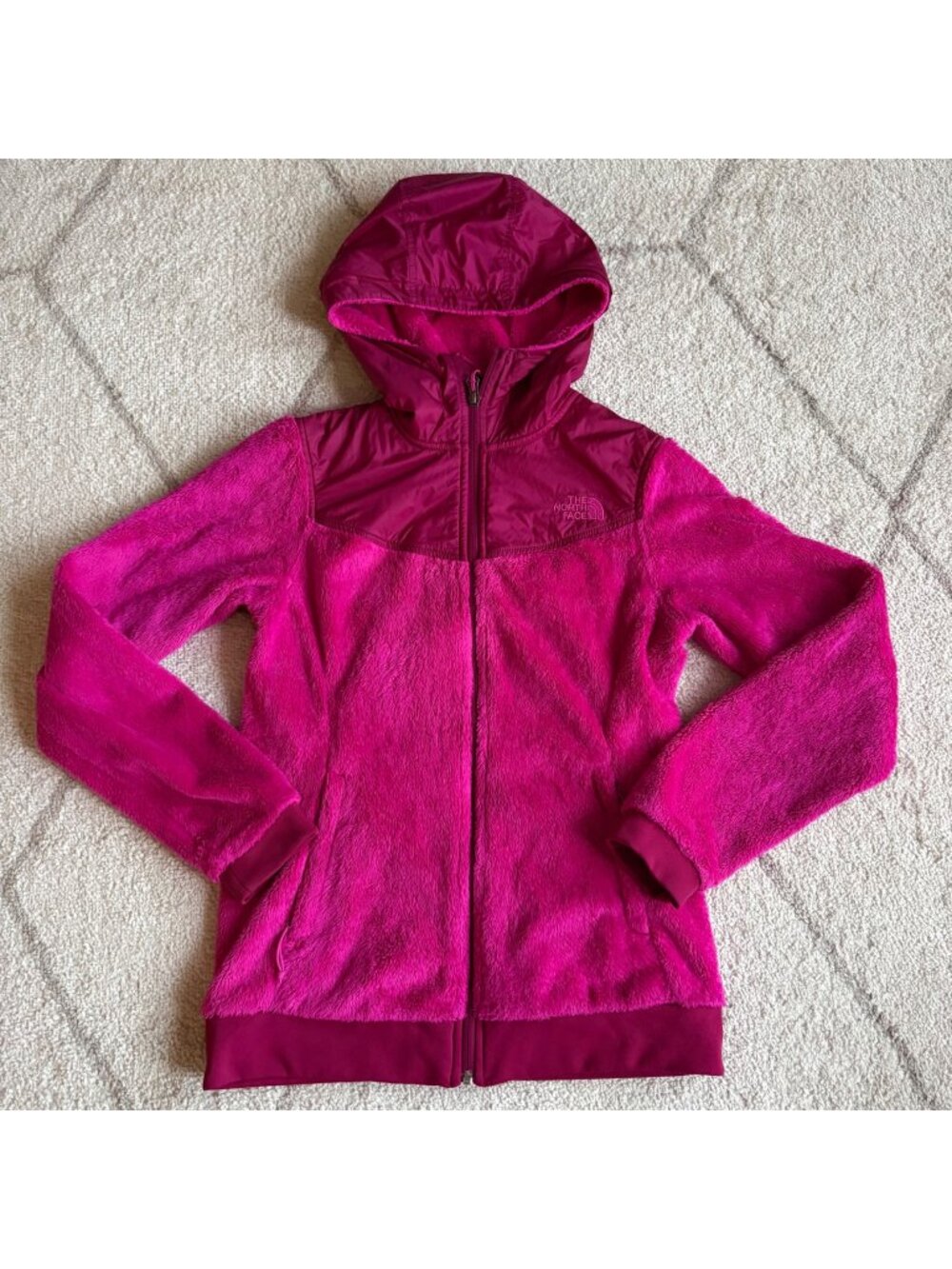 The North Face Women's Pink Fuzzy Fleece Hooded Full Zip Jacket Sz S/P